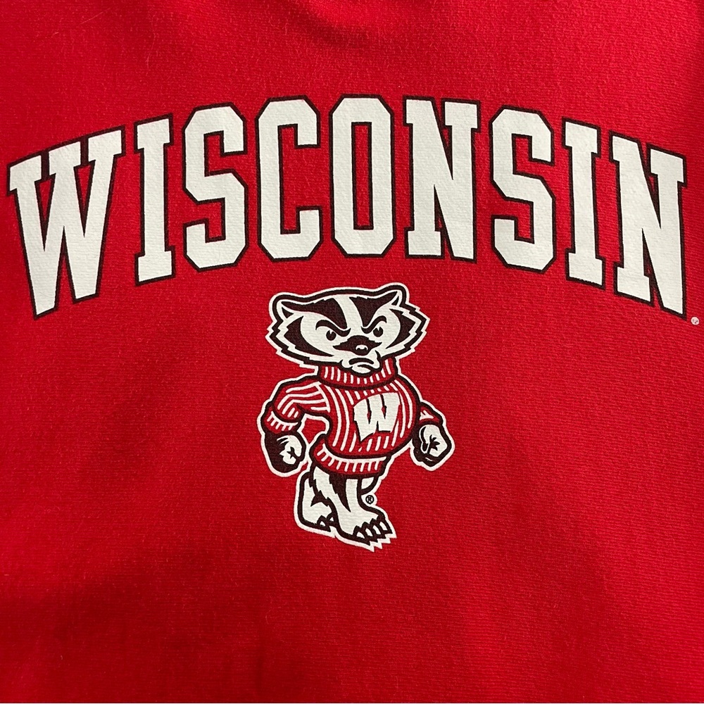 Vintage Y2K Champion Reverse Weave Wisconsin Badgers Crew Sweatshirt Red Large - Picture 3 of 11